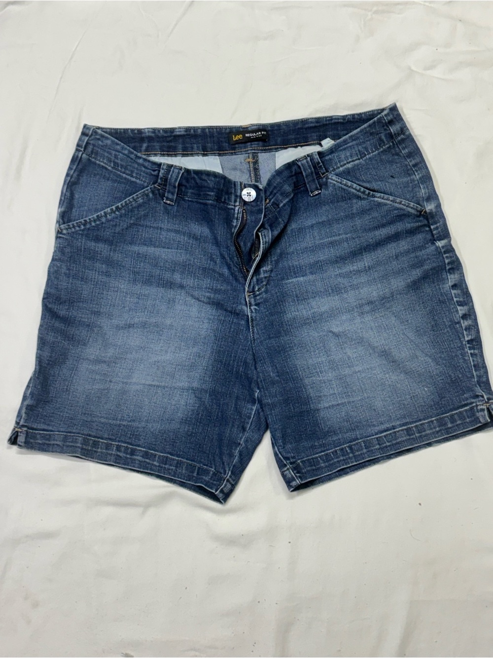 Lee Women's Dark Blue Denim Shorts - Casual Mid Rise